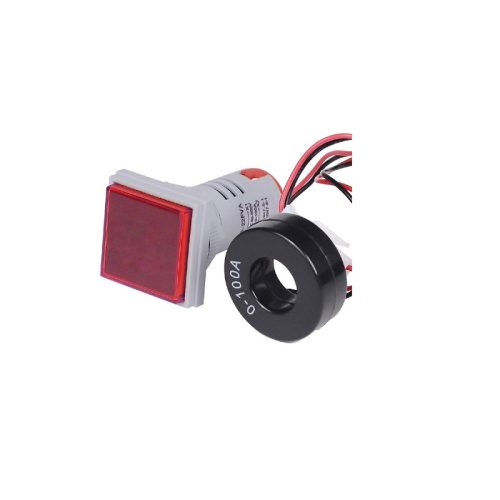 Red 0-100A 22mm AD16- 22FSA Square Cover LED Ammeter Indicator Light with Transformer