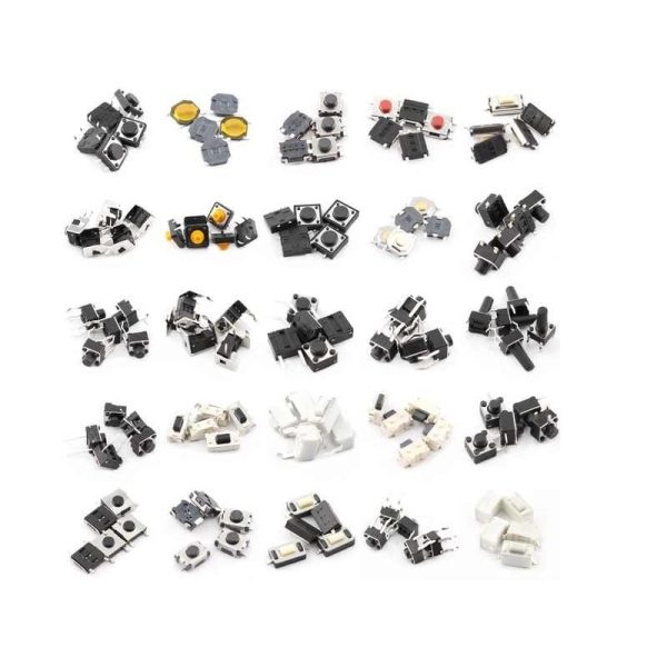 25-Types Assorted Micro Push Button Tact Switch 125Pcs Reset Mini Leaf Switch SMD 2*4 3*6 4*4 6*6