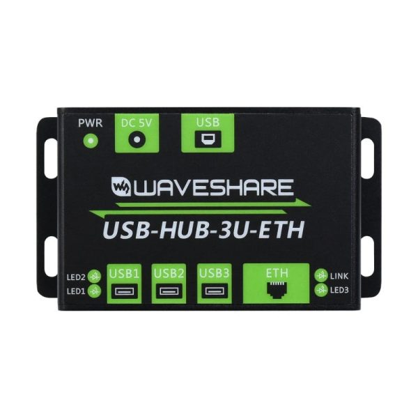Waveshare Industrial Grade Multifunctional USB HUB, Extending 3x USB ports + 100M Ethernet Port