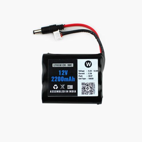 12V 2200mAh Rechargeable Lithium Battery Pack with Warranty (includes BMS & balance pin) for GPS, CCTV, Industrial and Commercial Application
