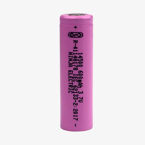3.7V 600mAh 14500 Li-ion Rechargeable Battery Cell – AA Size (Flat Top)