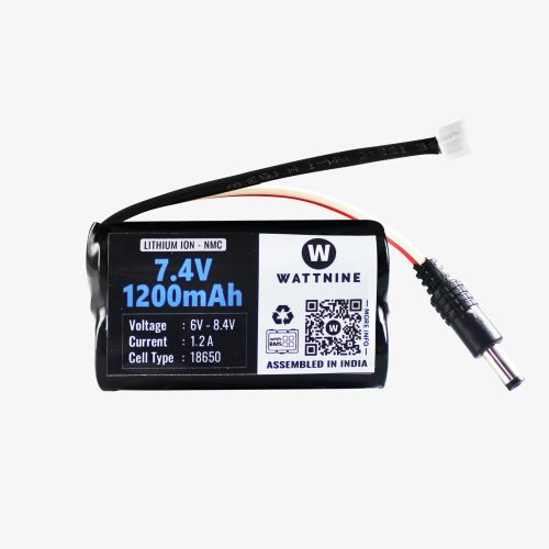 7.4V 1200mAh Rechargeable Lithium Battery Pack with Warranty (Includes BMS & Balance Pin) – 2S 1P