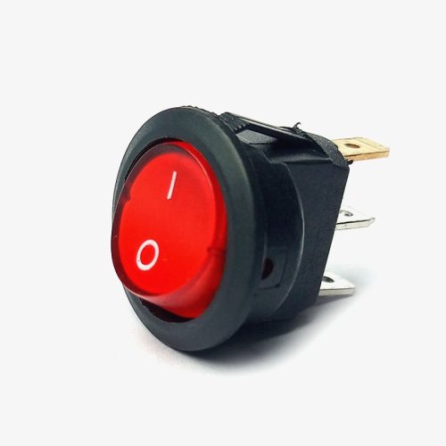 Illuminated On-Off Round Rocker Switch – 6A 250V (RED)