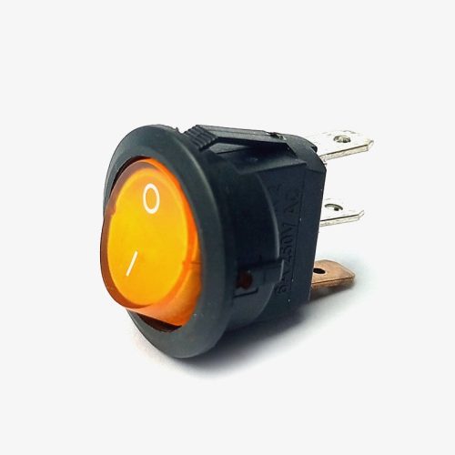 Illuminated On-Off Round Rocker Switch – 6A 250V (Yellow)