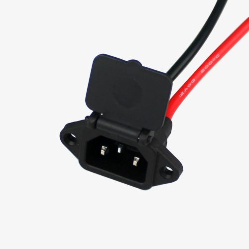 3 Pin Male Connector / IEC Screw Panel Mount Power Socket with Wire and Plastic Cover
