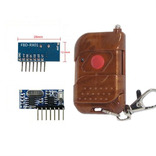 433 MHz Brown Color Single Button Wireless Button RF Receiver Module Kit Remote Control with Receiver