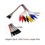 10Pin Alligator Clips Jumper Wires Crocodile Dupont Line with Female Connector Cable for DIY Connection – 20cm