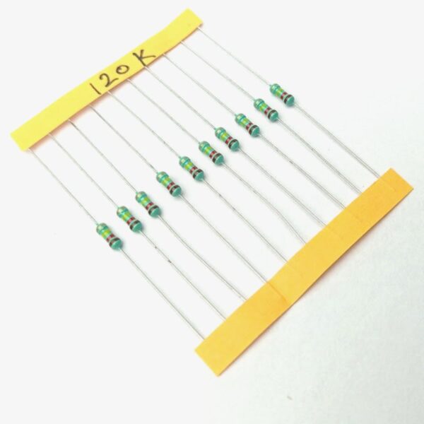 120K ohm,  1/4 Watt Resistor with 5% tolerance (Pack of 10)