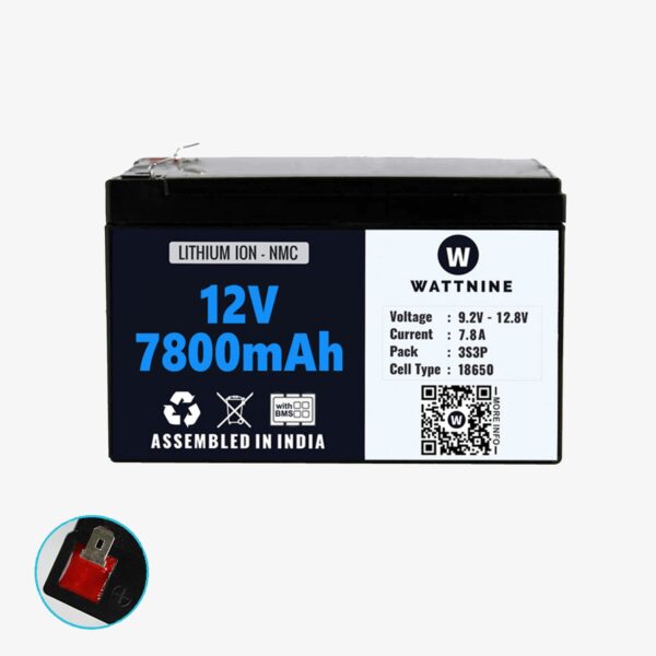 12V 7.8Ah Lithium (NMC) Battery with 1 year Warranty – Suitable for 8Ah and 7Ah Lead acid battery replacement