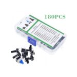 180Pcs. Micro Tactile Push Button Switch Kit (10 Shaft Size)