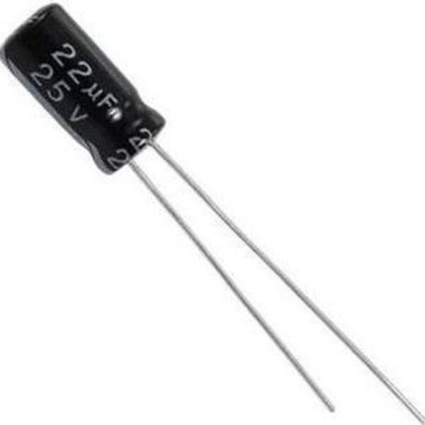 22uF 25V Through hole capacitor (DIP) – (Pack of 50)1