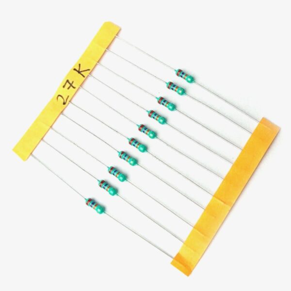 27K ohm,  1/4 Watt Resistor with 5% tolerance (Pack of 10)