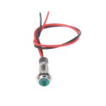 3V 5MM Green LED Metal Indicator Light with 20CMCable pack of 5 2