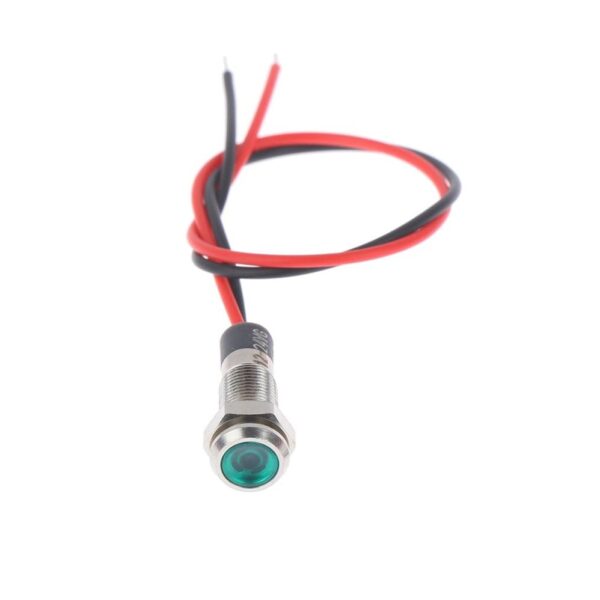 3V 5MM Green LED Metal Indicator Light with 20CMCable pack of 5 2
