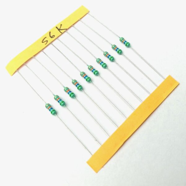 56K ohm,  1/4 Watt Resistor with 5% tolerance (Pack of 10)