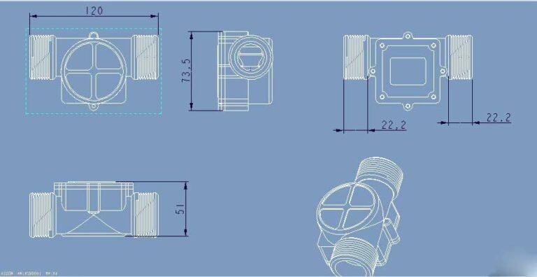 DN32 Water Flow Sensor Flowmeter 3.5-24V 1.25” 1- 120L/Min