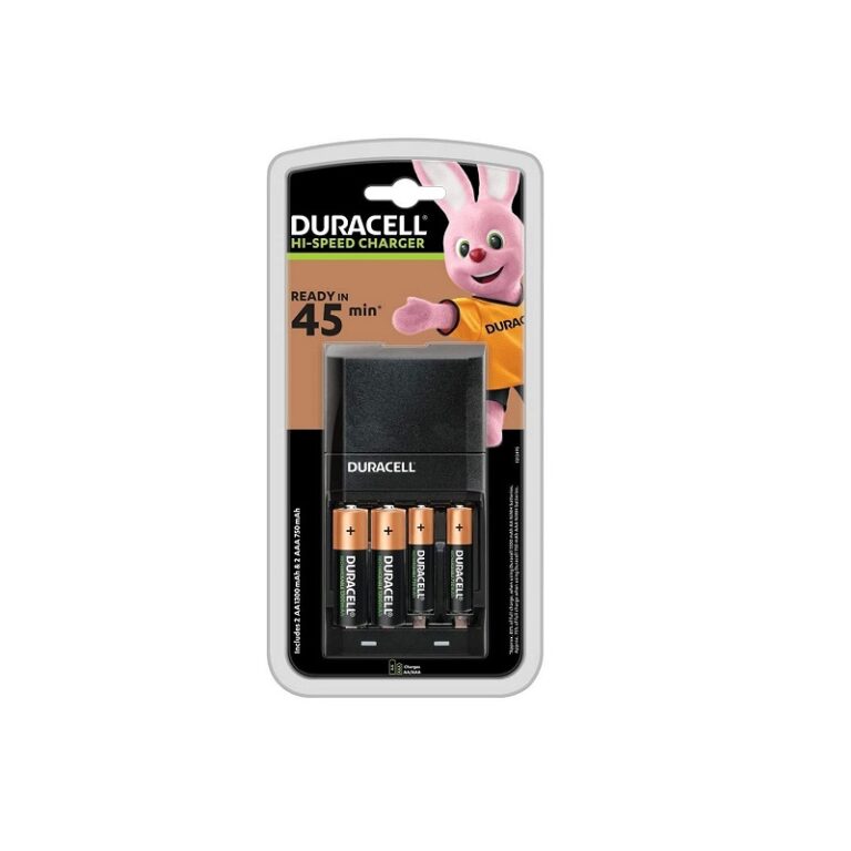 Robozar 18 Duracell Hi-Speed Battery Charger with 2AA 1300mAh and 2AAA 750mAh Batteries