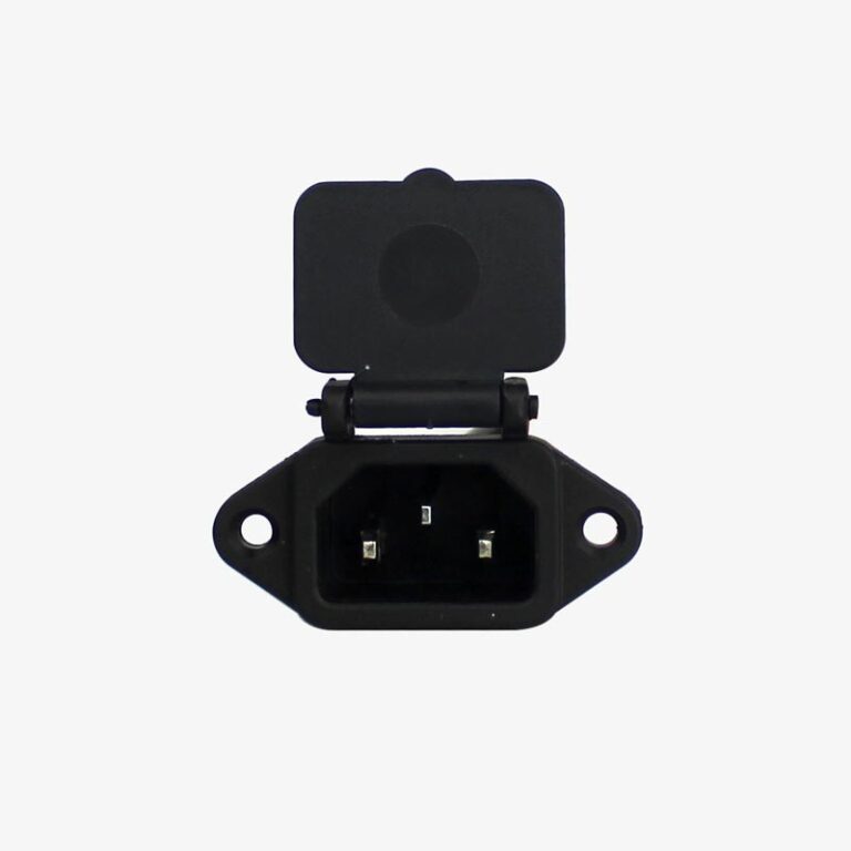 3 Pin Power Socket Male Connector / IEC Screw Panel Mount with Plastic Cover