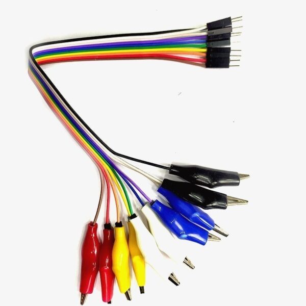 Male Jumper Wires with Alligator Clips (20 cm) – 10pcs Crocodile Dupont Male Connector
