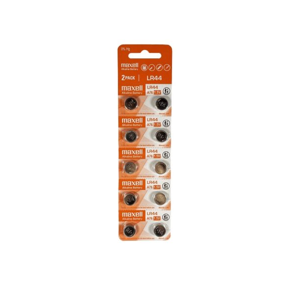 Maxell LR44 1.5V Micro Alkaline Coin Battery Pack of 10 2