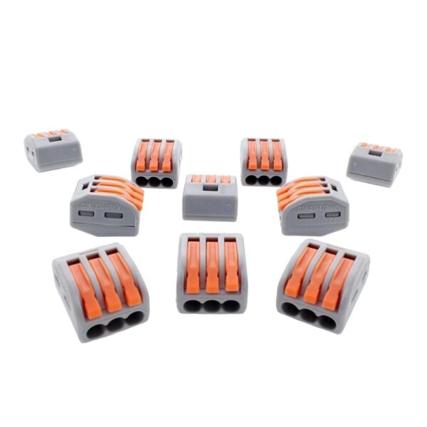 PCT-213 0.08-2.5mm 3 Pole Wire Connector Terminal Block with Spring Lock Lever for Cable Connection