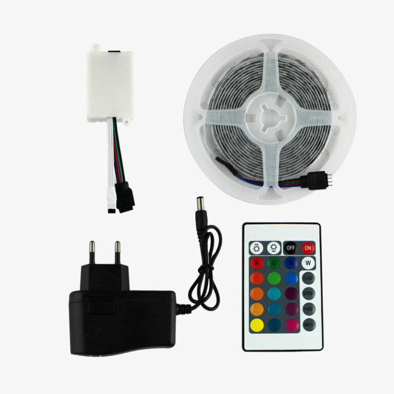 RGB LED Kit (3 Meter Strip – Water-resistant) with Remote Control and Adaptor