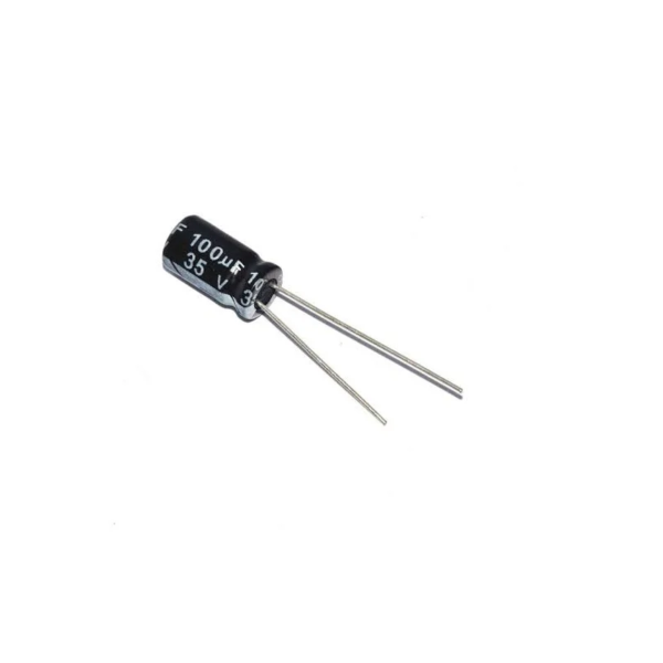 100 uF 35V through hole Electrolytic Capacitor (DIP) – (Pack of 10)