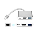 Silver USB3.1 Type-c to,  （HD+USB3.0+PD）,  Adapter Converter