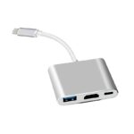Silver USB3.1 Type-c to,  （HD+USB3.0+PD）,  Adapter Converter