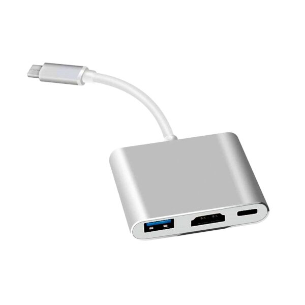 Silver USB3.1 Type-c to,  (HD+USB3.0+PD),  Adapter Converter
