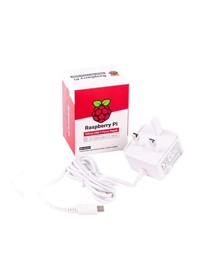 Raspberry Pi Accessory,  Raspberry Pi 4 Model B Official PSU,  USB-C,  5.1V,  3A,  UK Plug,  White