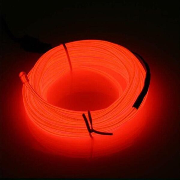 5M Neon Light Dance Party Decor Light Neon LED Lamp Flexible EL Wire Rope Tube Waterproof LED Strip – Only EL Wire -RED