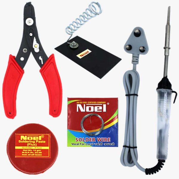 Soldering Kit Combo – Starter Pack for Project work – 25W Iron,  Lead,  Stand,  Flux,  Wire Cutter