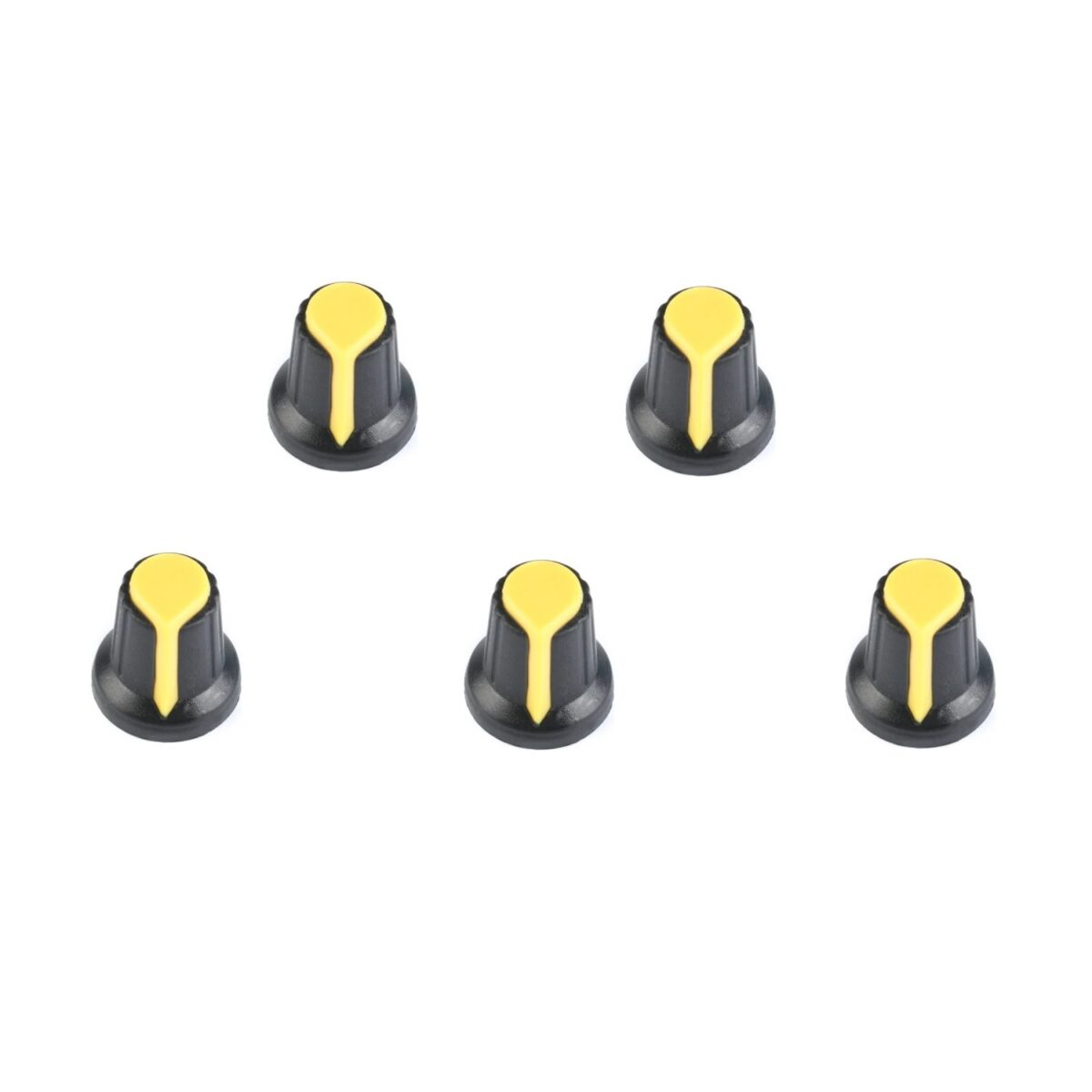 Potentiometer Knob Rotary Switch Cap Yellow Color- Pack of 5 Pcs.